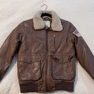 Zara kids faux Leather Jacket with Shearling Collar